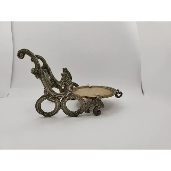 VINTAGE Made in Occupied Japan Brass Tea Cup Display Saucer‎ and Spoon Holder